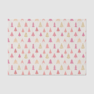 Papel De Seda Árboles navideños rosados y dorados