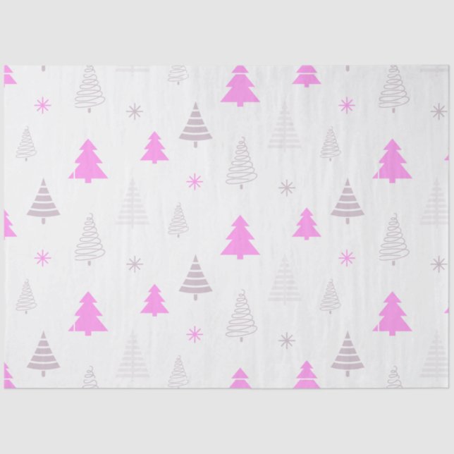 Papel De Seda Árboles navideños y Navidades blancos copan nieve (Anverso)