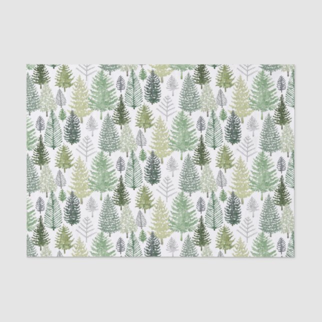 Papel De Seda Árboles Pinos de Invierno (Anverso)