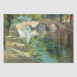 Papel De Seda Árboles reflejados en aguas de un canal