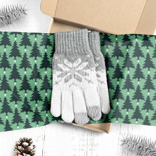 Papel De Seda Árboles verdes oscuros de Navidad en verde