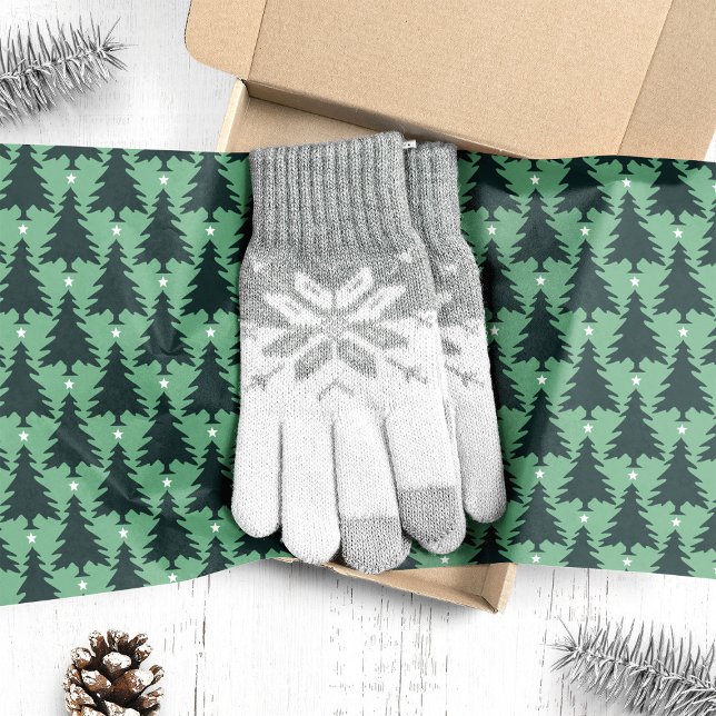 Papel De Seda Árboles verdes oscuros de Navidad en verde (Subido por el creador)