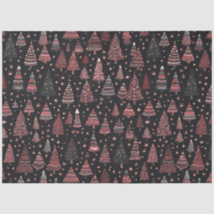 Papel De Seda Árboles y estrellas de Navidad rojos y marrones