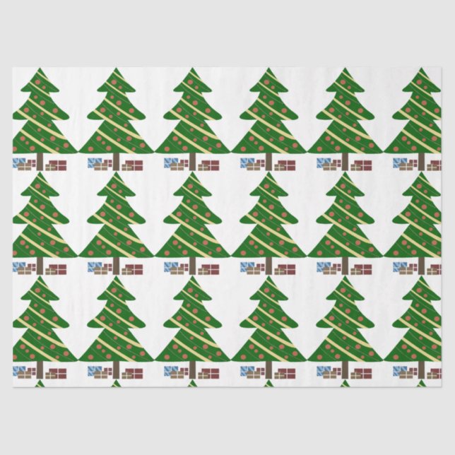 Papel De Seda Árboles y regalos de Navidad (Anverso)