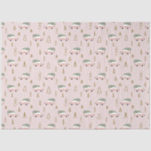 Papel De Seda Árboles y vehículos navideños Navidades beiges