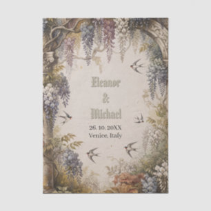 Papel De Seda Arco de boda botánico vintage con texto personaliz