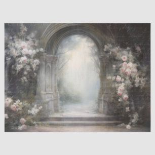Papel De Seda Arco Floral Gótico con Tipografía para Decoupage