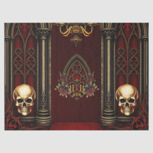 Papel De Seda Arco gótico con calaveras.