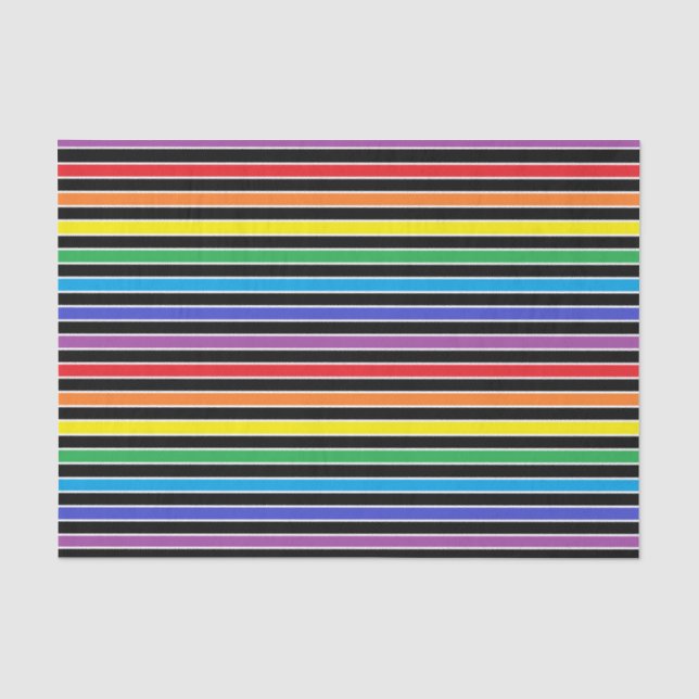 Papel De Seda Arco iris, rayas blancos y negros (Anverso)