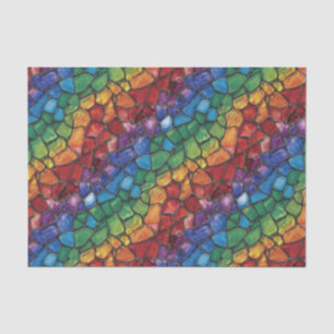 Papel De Seda Arcoíris Colorido Mosaico de Vidrio Pintado con Ac