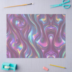 Papel De Seda Arcoíris metálico iridiscente rosa aqua púrpura