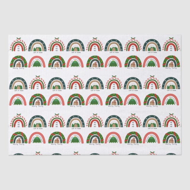 Papel De Seda Arcoiris navidad deja que nieve (Anverso)