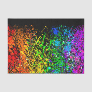 Papel De Seda Arcoiris Negro Pintura de Salpicaduras Colorido