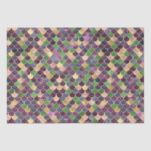 Papel De Seda Arcoíris oscuro con efecto ombre y escamas de sire (Anverso)