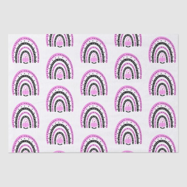 Papel De Seda Arcos de lluvia rosados y negros muran Halloween b (Anverso)