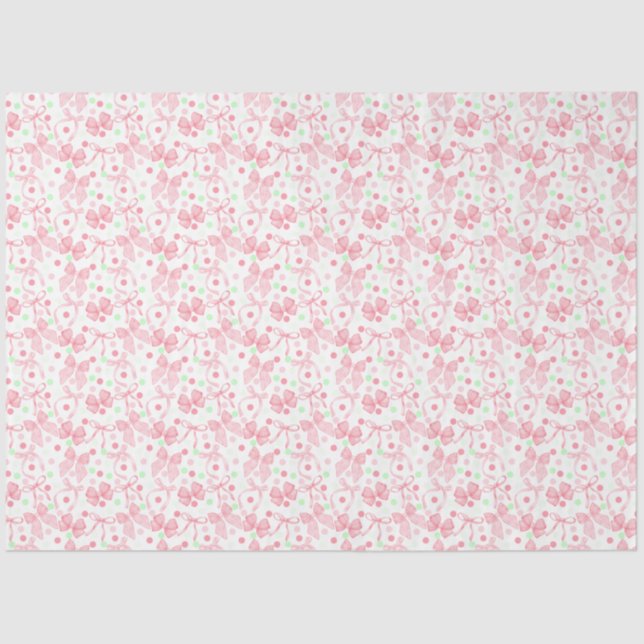 Papel De Seda Arcos rosados con puntos rosados y verdes (Anverso)