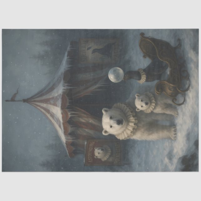 Papel De Seda Arctic Circus Polar Bear Winter Carnival Decoupage (Anverso)