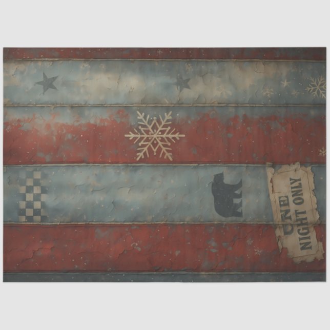 Papel De Seda Arctic Circus Rustic Carnival Stripe Winter  (Anverso)