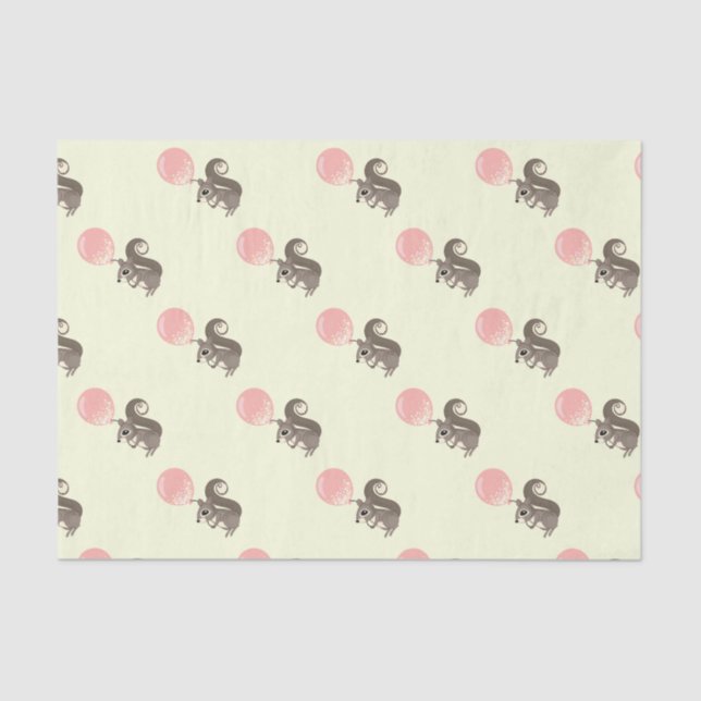 Papel De Seda Ardilla con el globo rosado (Anverso)