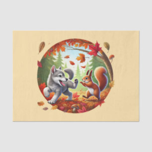 Papel De Seda Ardilla de lobo de animales de bosque