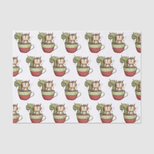 Papel De Seda Ardilla Linda Taza de Té Bosque Caprichoso