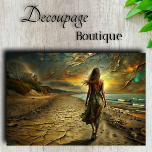 Papel De Seda Arenas del Desierto y Mar Viaje Místico Decoupage
