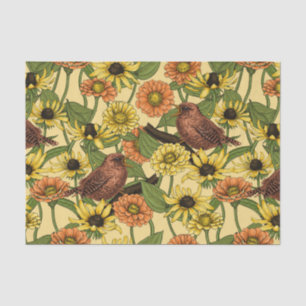 Papel De Seda Arenas y flores de amarillo pálido