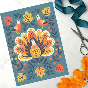 Papel De Seda Arenas y hojas otoñales de arte folclórico caprich