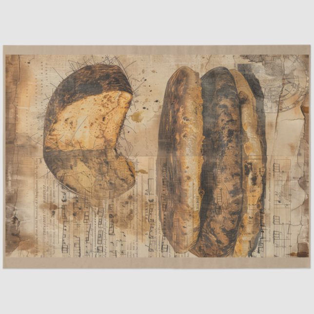 Papel De Seda Arepa Bread Ephemera Collage Art (Anverso)