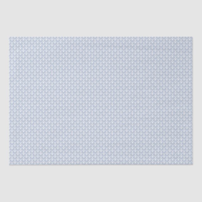 Papel De Seda Ares (Azul Chambray) - Patrón Simétrico de conchas (Anverso)