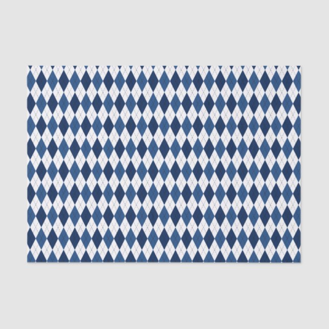 Papel De Seda Argel Preppy Clásico Azul y Blanco (Anverso)