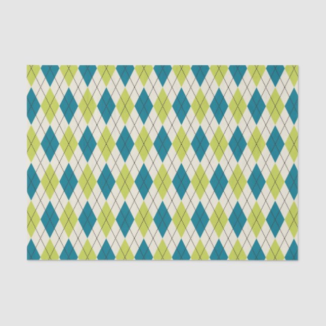 Papel De Seda Argyle azul y verde (Anverso)