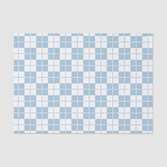 Papel De Seda Argyle Checkerboard Plantar azul claro (Anverso)