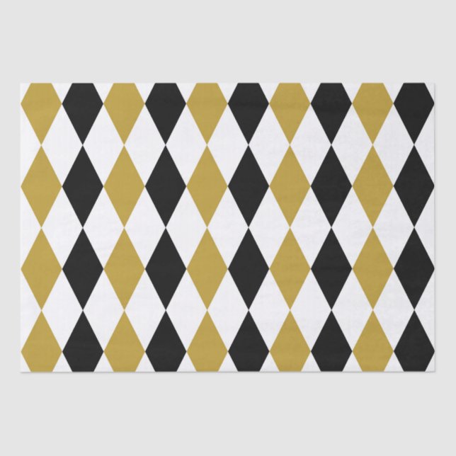Papel De Seda Argyle Negro Y Oro (Anverso)