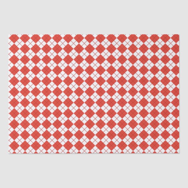 Papel De Seda Argyle Rojo Y Blanco   (Anverso)