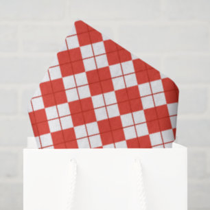 Papel De Seda Argyle Rojo Y Blanco