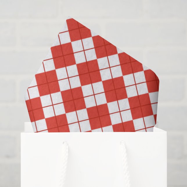 Papel De Seda Argyle Rojo Y Blanco (Bolsa de regalo)