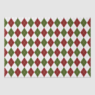 Papel De Seda argyle verde rojo festivo