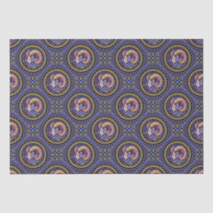 Papel De Seda Aries Astrología Whimsical Mandala Tile Geométrico