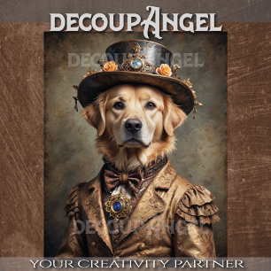 Papel De Seda Aristocrático Golden Retriever -Decoupage-