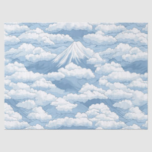 Papel De Seda Armonía Acuarela Azul Blanco Montañas Nevadas Tran