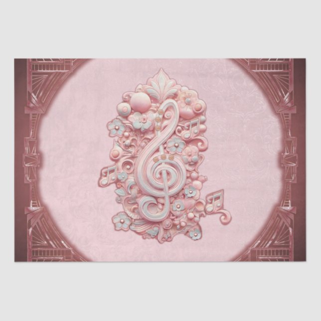 Papel De Seda Armonía en rosa, un majestuoso y estilizado trinqu (Anverso)