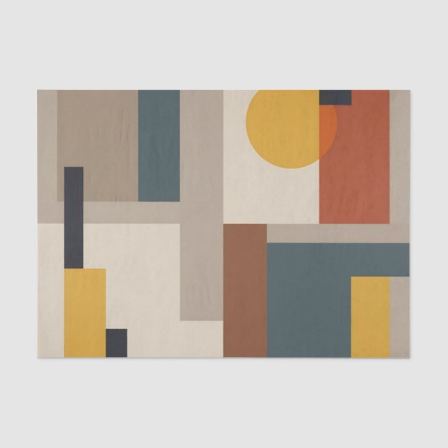 Papel De Seda Armonía Geométrica Abstracta de Mitad de Siglo (Anverso)