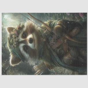 Papel De Seda Arquero del bosque de Racoon encantado