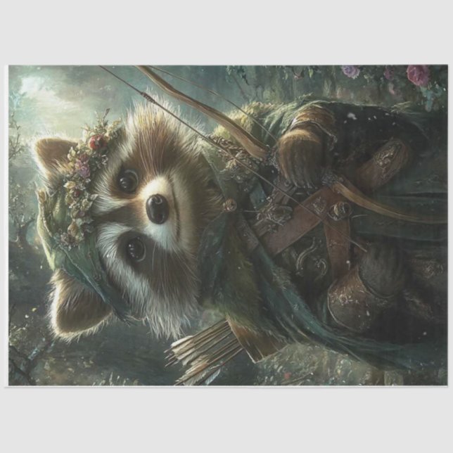 Papel De Seda Arquero del bosque de Racoon encantado (Anverso)