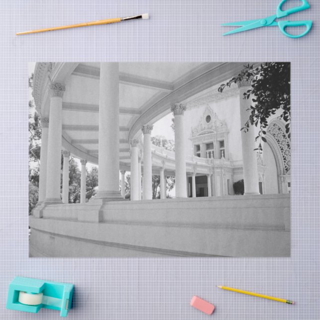 Papel De Seda Arquitectura de columnas antiguas Fotografía en bl (Artesanía)
