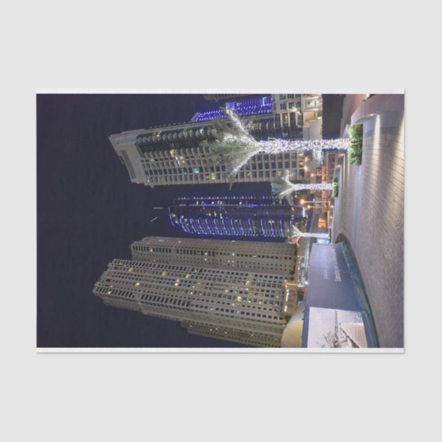 Papel De Seda Arquitectura de Dubái de noche (Anverso)