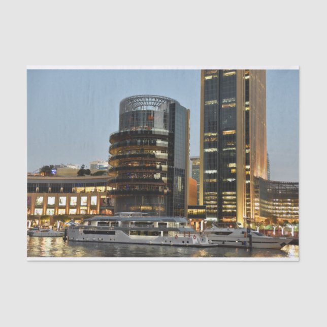 Papel De Seda Arquitectura de Dubái de noche (Anverso)