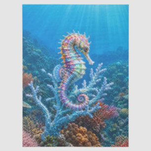 Papel De Seda Arrecife de coral de caballito de mar de tono joya