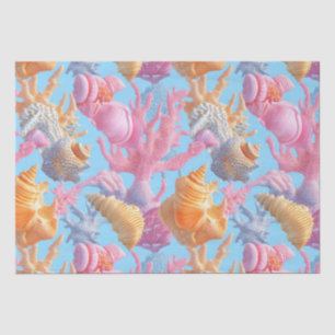 Papel De Seda Arrecife de Coral Pastel Turquesa Lavanda